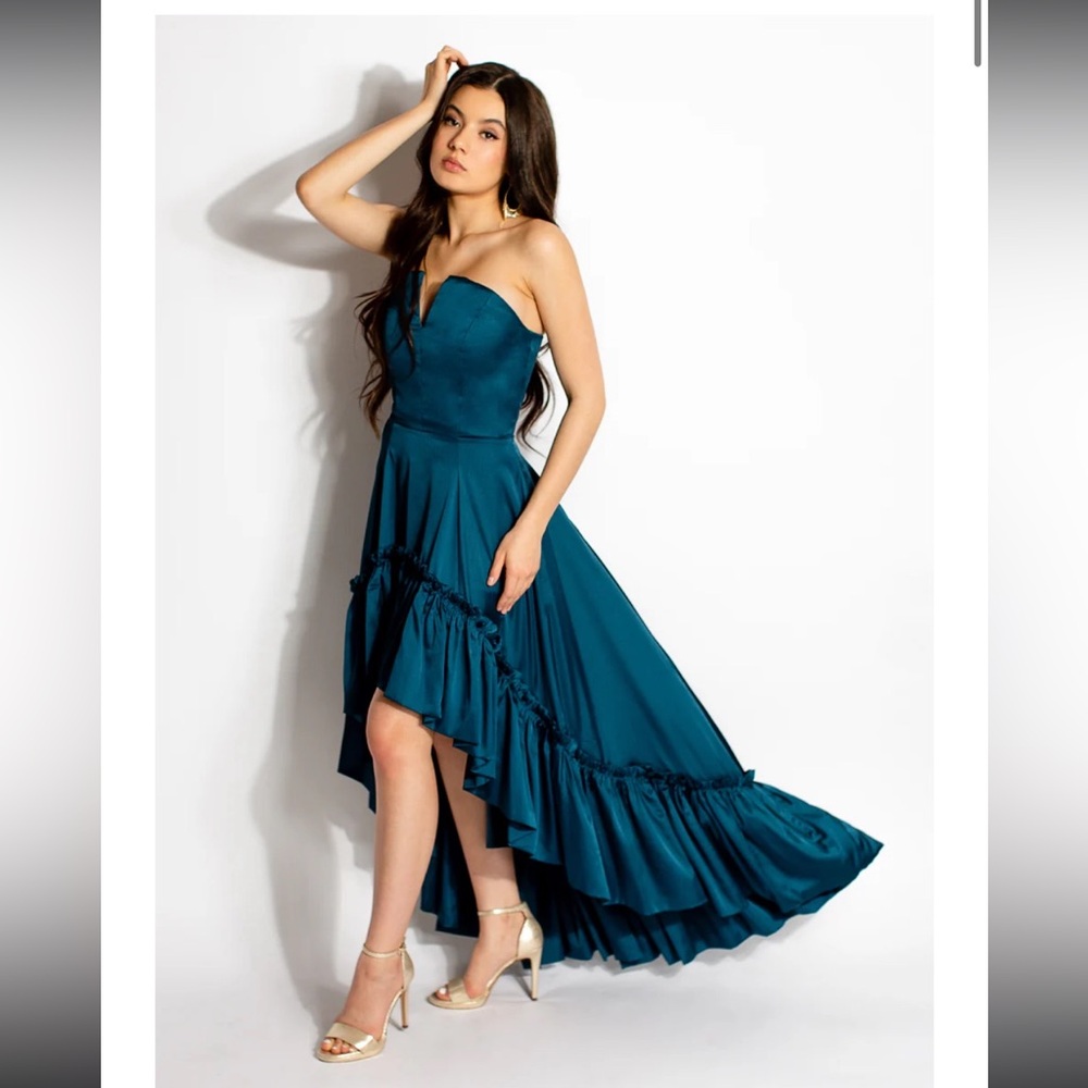 Joyfolie Teal High Low Dress